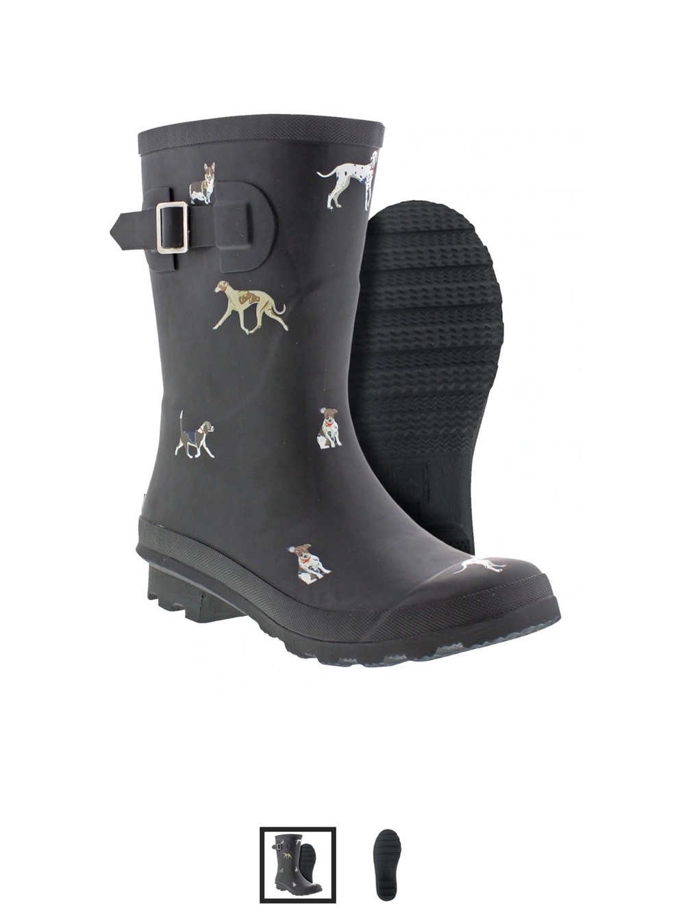 The Outbound Dog Print Waterproof Rubber Rain Boots Black White Size 8
